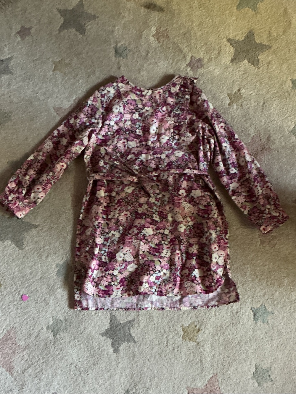 Girls Bonpoint Pink Floral Long-Sleeve Tie-Waist Dress, NWOT